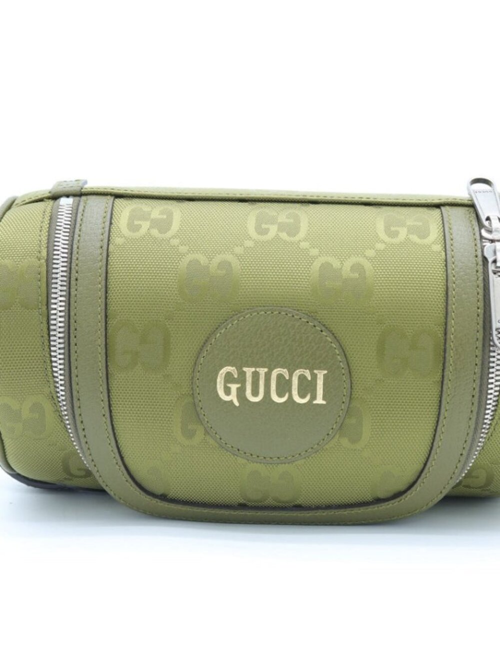 Gucci Zip Pouch – Olive Green GG Canvas, Silver Hardware (Pre-Owned)